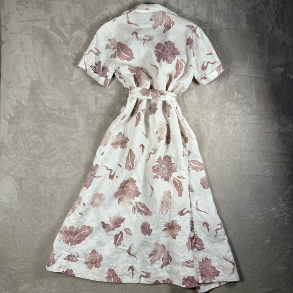 Aritzia Wilfred Eleta 100% Linen Floral Shirt Dress Size Small - Picture 2 of 10
